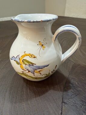 Signed French provincial hand-Painted Pitcher